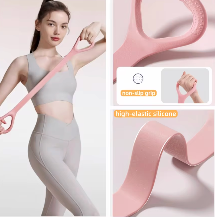 8-Shape Elastic Yoga Stretch Band, Figure 8 Fitness Resistance Band Shoulder Back Arm Exercise Rope Training Equipment for Women (Purple)