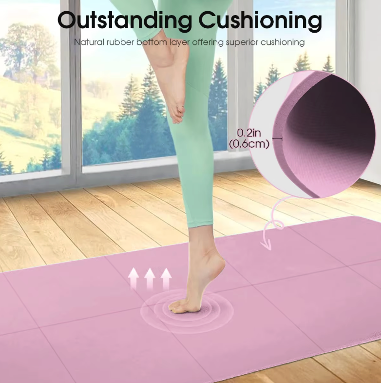 Yoga Mat Pilates Fitness Mat 3/4/6mm Thicknes Non Slip Yoga Cushion Travel Fitness Exercise Pad for Women Home Gym Floor Workout (Purple)